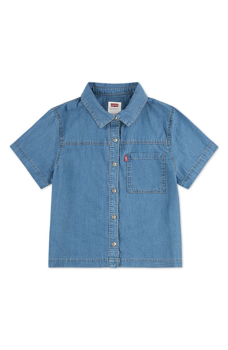 Levi's Kids' Short Sleeve Denim Button-Up Shirt, Main, color, Blue Wave Light