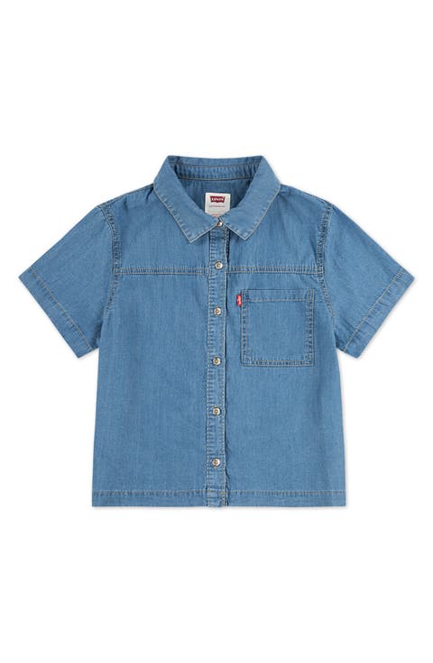 Kids' Short Sleeve Denim Button-Up Shirt (Big Kid)