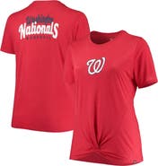 New Era Women's New Era Red Washington Nationals Plus Size 2-Hit Front Knot T-Shirt