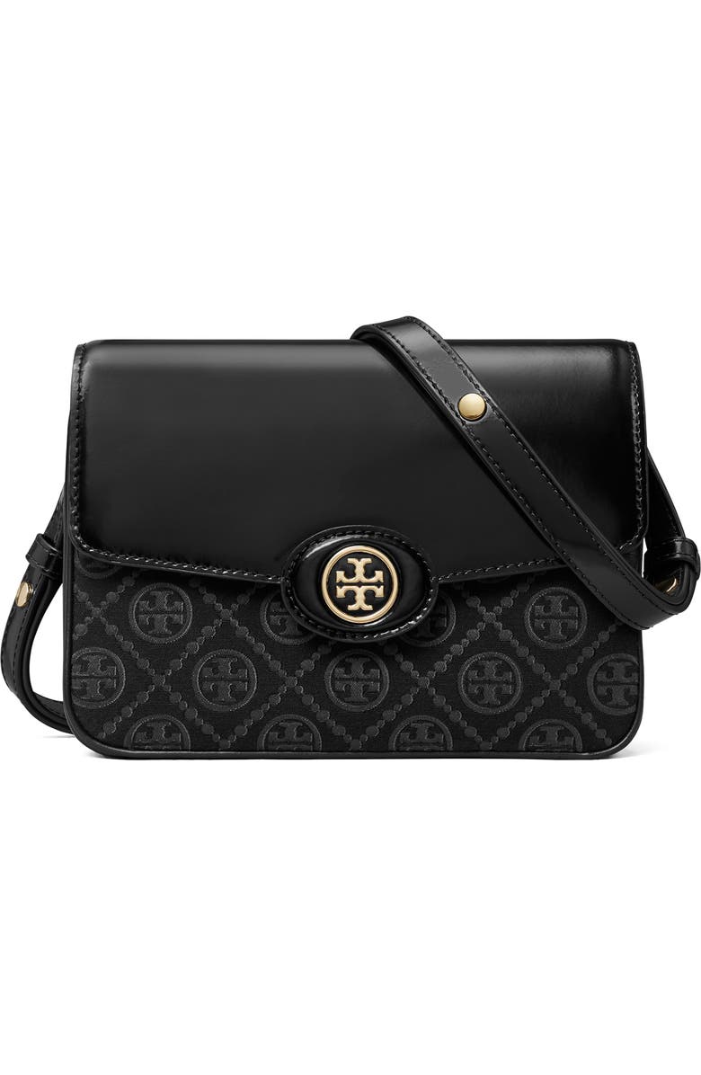 Tory Burch RobinsonT Monogram Jacquard & Leather Convertible Shoulder Bag, Main, color,