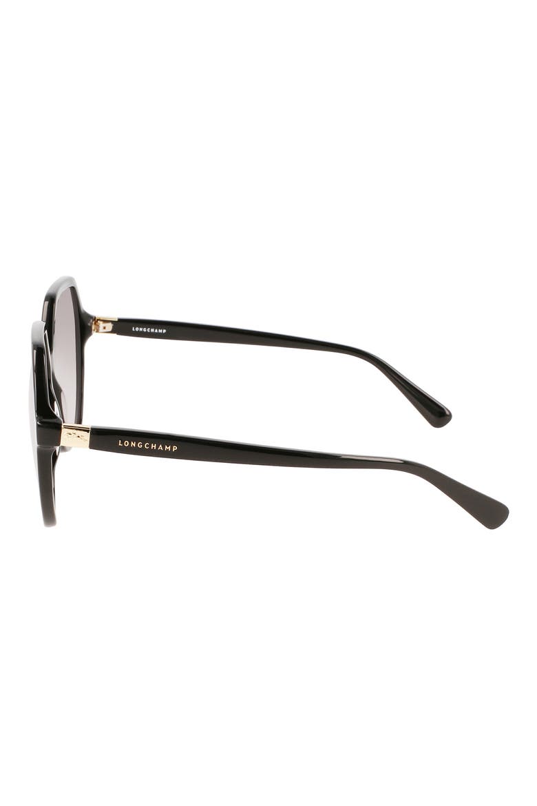 58mm Le Pliage Modified Rectangle Sunglasses, Alternate, color, BLACK