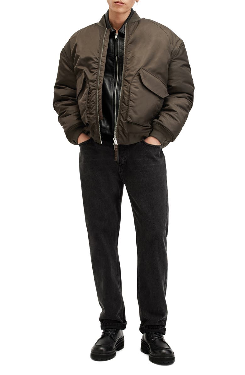 AllSaints Hawk Insulated Nylon Bomber Jacket, Alternate, color, Dull Khaki Green