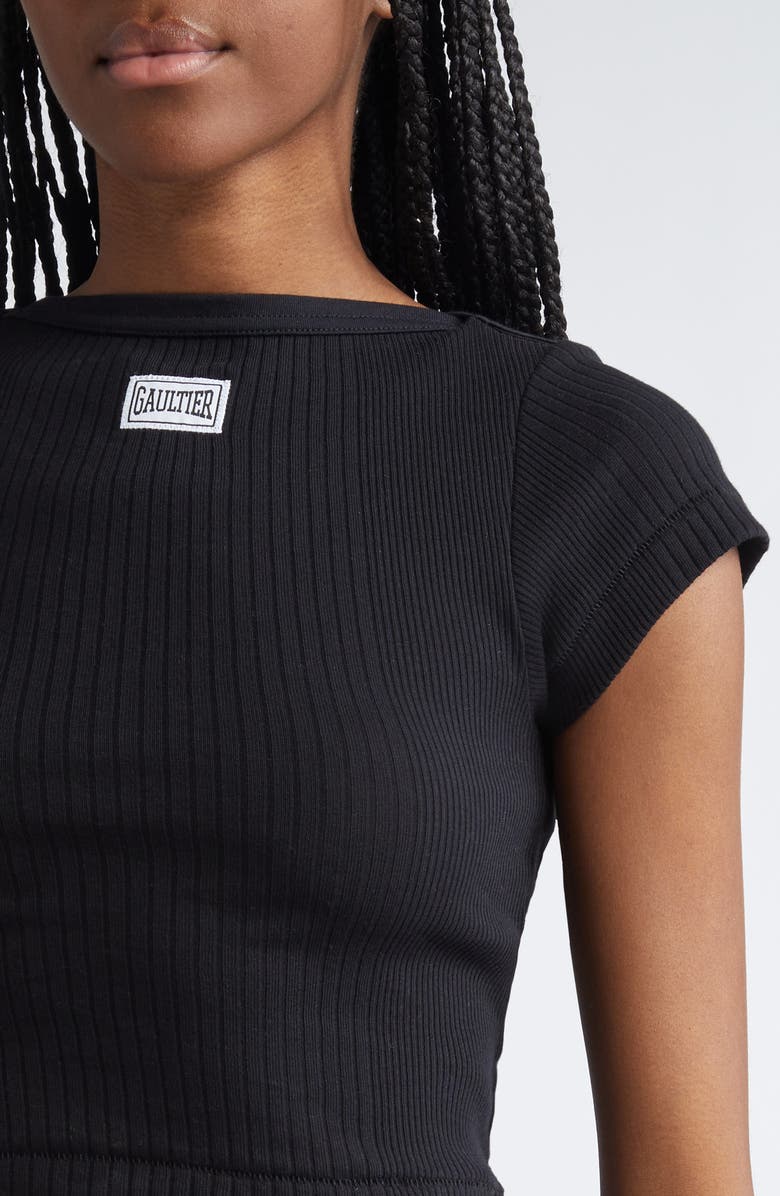 Jean Paul Gaultier Logo Patch Crop Baby Tee, Alternate, color, 