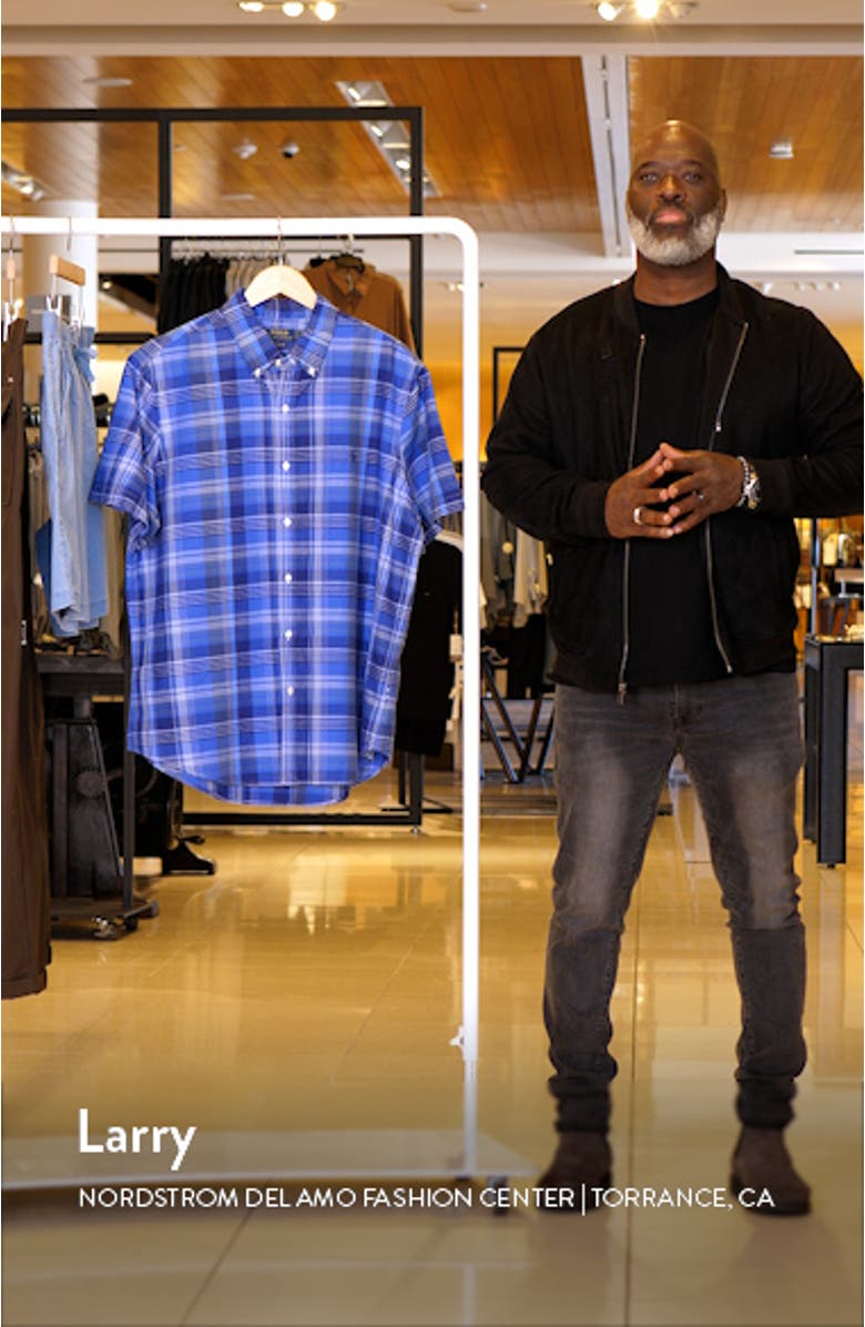 Plaid Short Sleeve Cotton Button-Down Shirt, sales video thumbnail