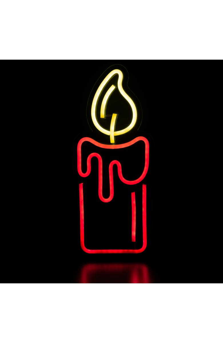 Northlight LED Candle Neon Lighted Christmas Wall or Window Decoration - 12", Alternate, color, Red