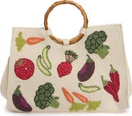 Collection XIIX Beaded Veggie Bamboo Handle Tote Bag