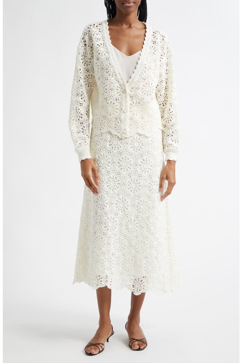Flower Crochet Cardigan, Alternate, color, OFF-WHITE