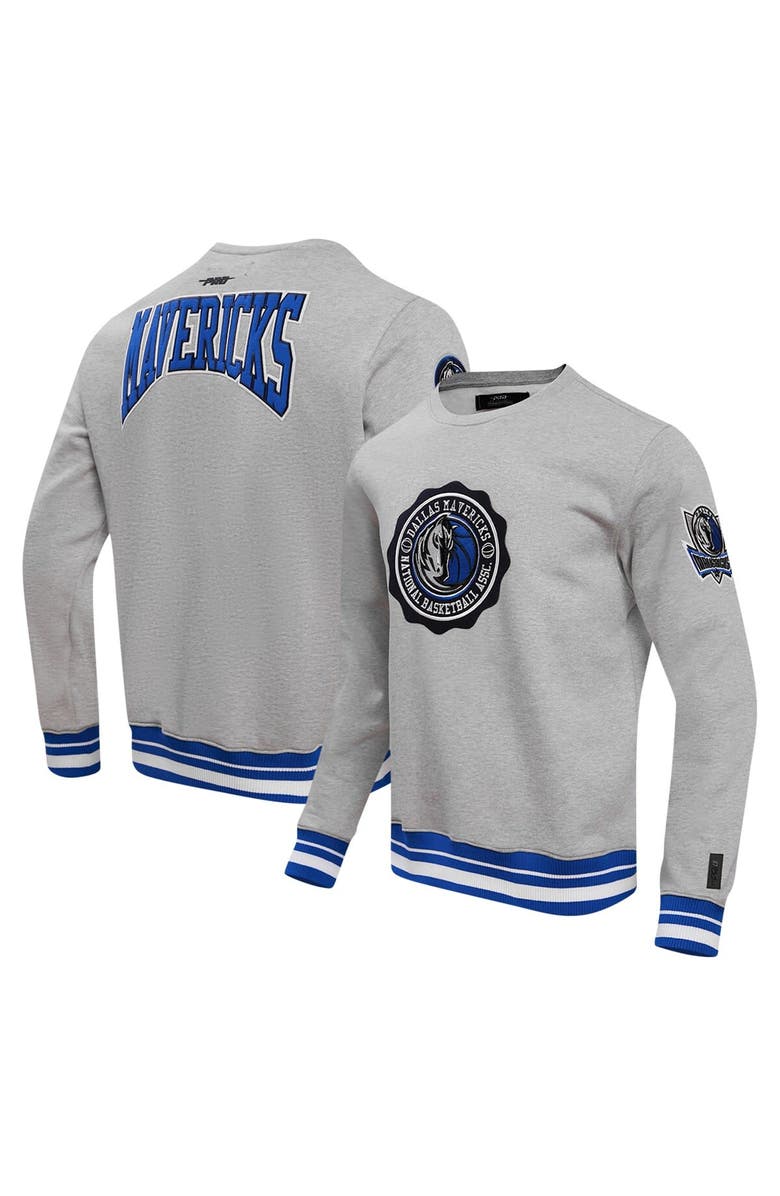 PRO STANDARD Men's Pro Standard Heather Gray Dallas Mavericks Crest Emblem Pullover Sweatshirt, Main, color,