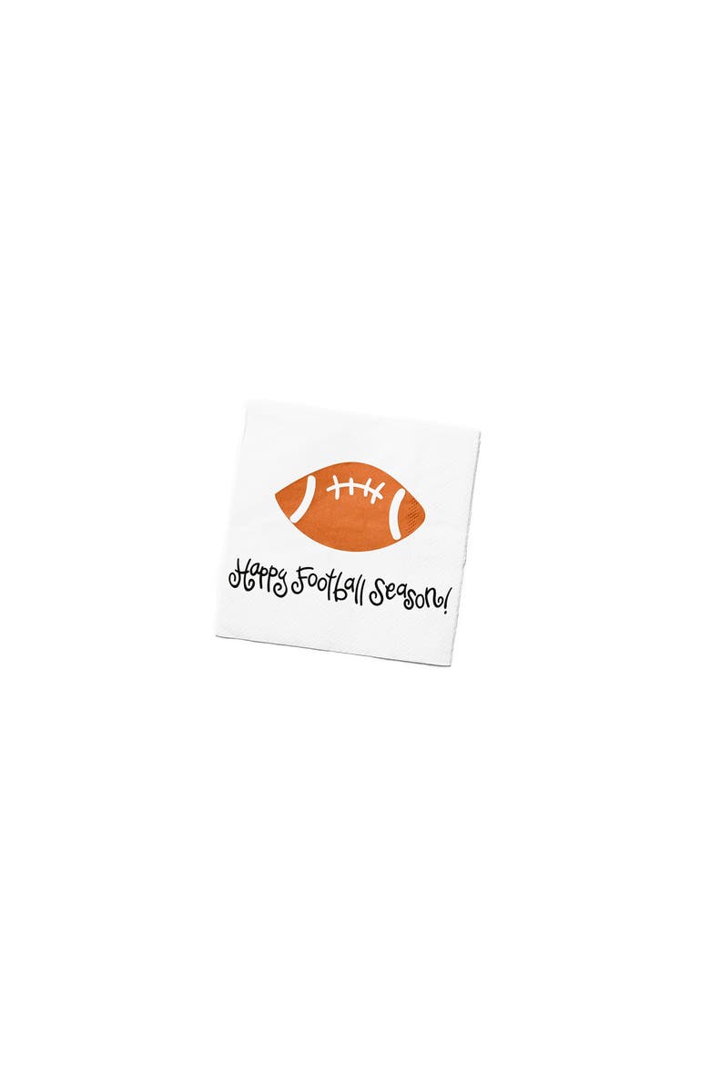 Football Cocktail Napkins Set of 20, Main, color, Brown