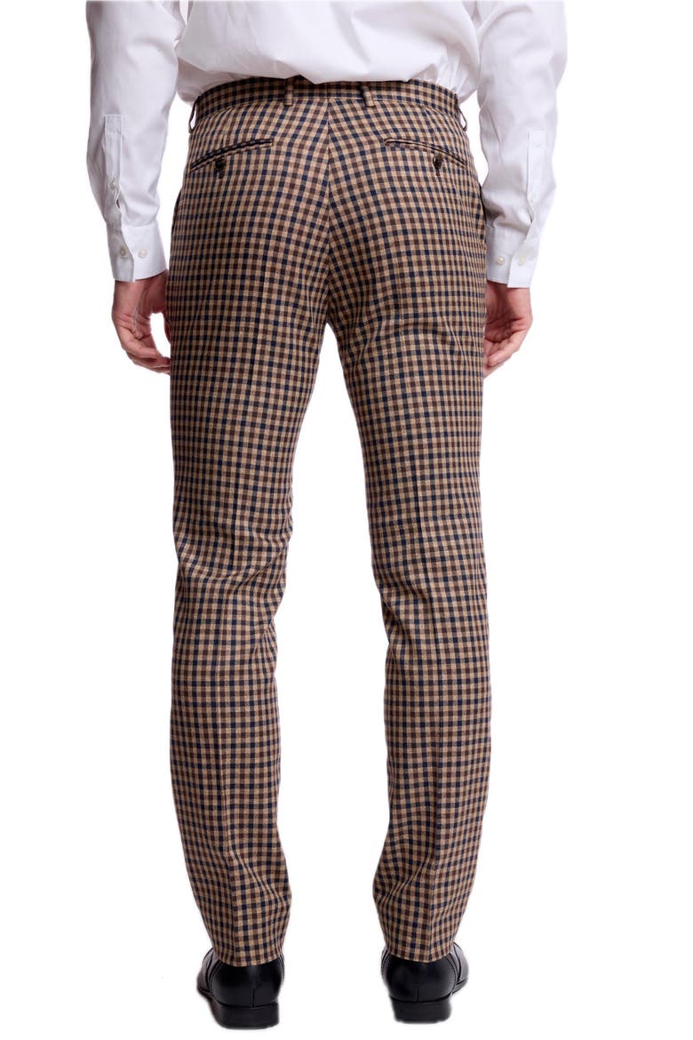 Downing Slim Fit Gingham Pants, Alternate, color, BROWN NAVY TAN GINGHAM