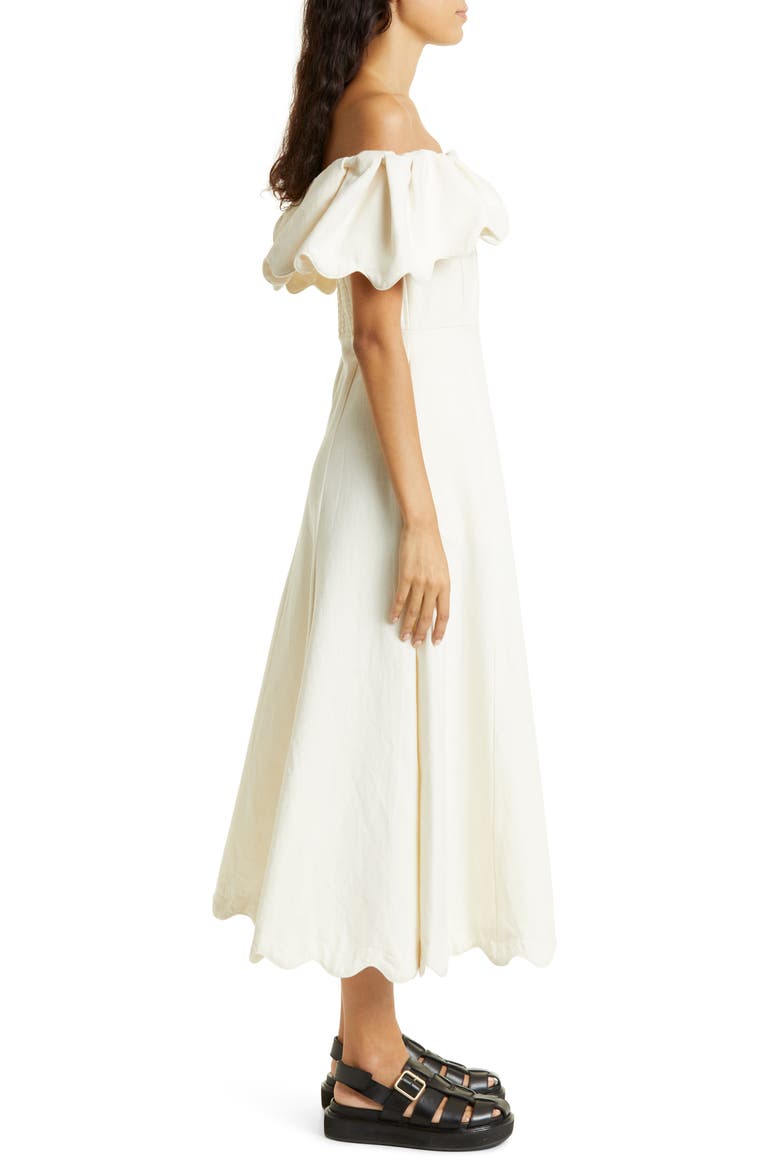Leona Off the Shoulder Scallop Dress, Alternate, color, CREAM