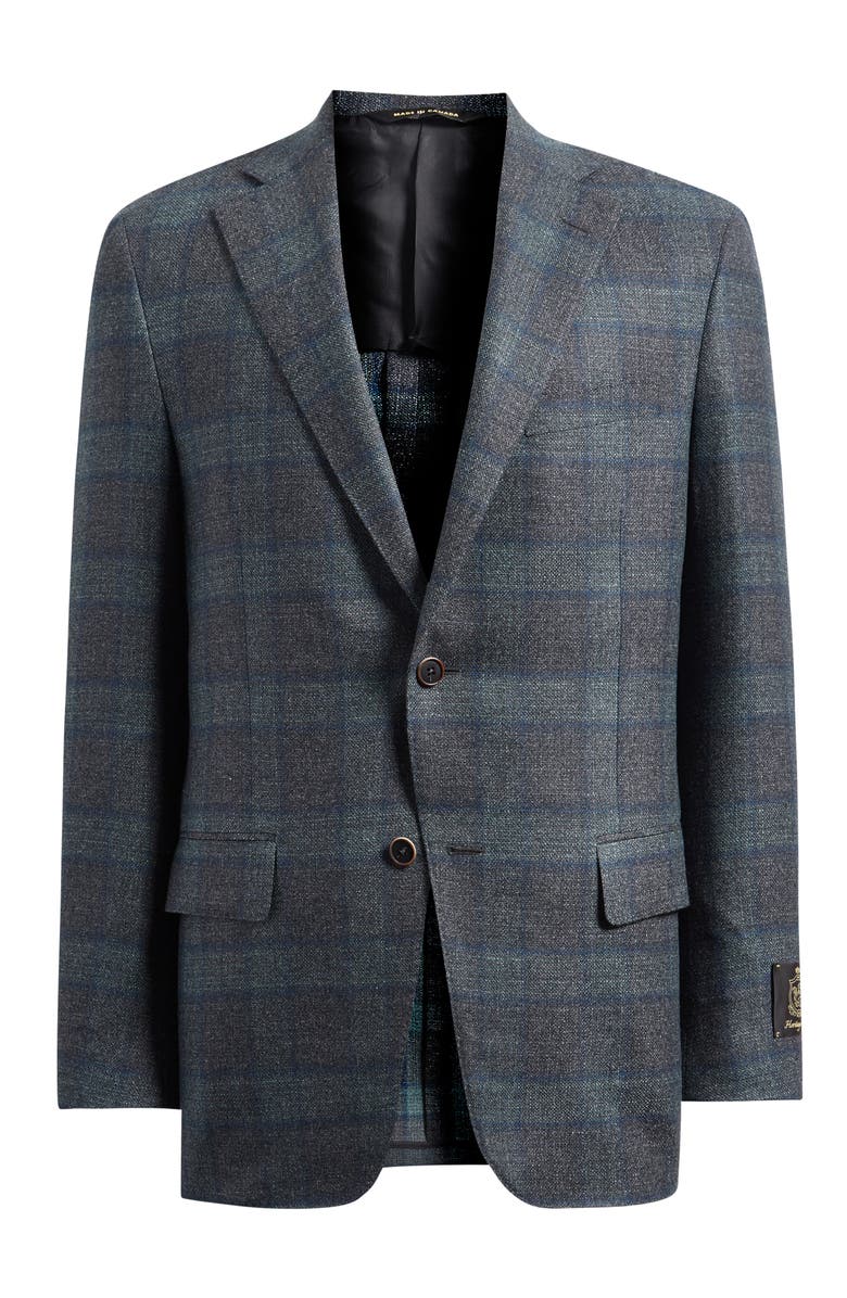 Heritage Gold Shadow Check Slub Super 110s Wool Mouliné Sport Coat, Alternate, color, Teal