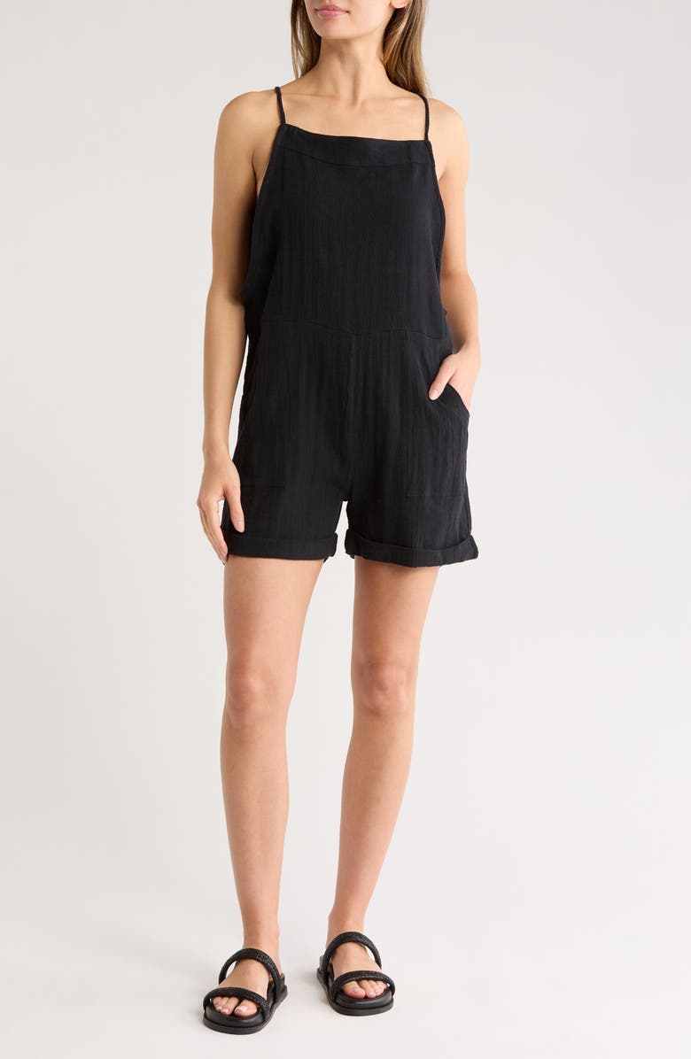 Vitamin A<sup>®</sup> Ophelia Linen & Organic Cotton Cover-Up Overalls, Main, color, Black