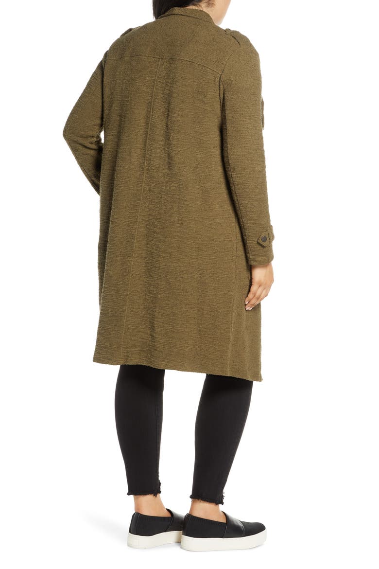 BB Dakota Revolution Drapey Bouclé Trench Coat, Alternate, color, OLIVE
