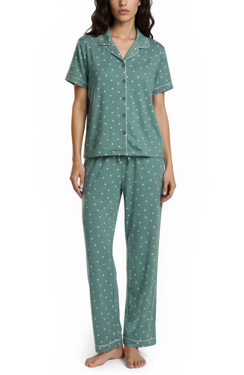 Flora By Flora Nikrooz Brenna Piped Pajamas, Alternate, color, Mid Green