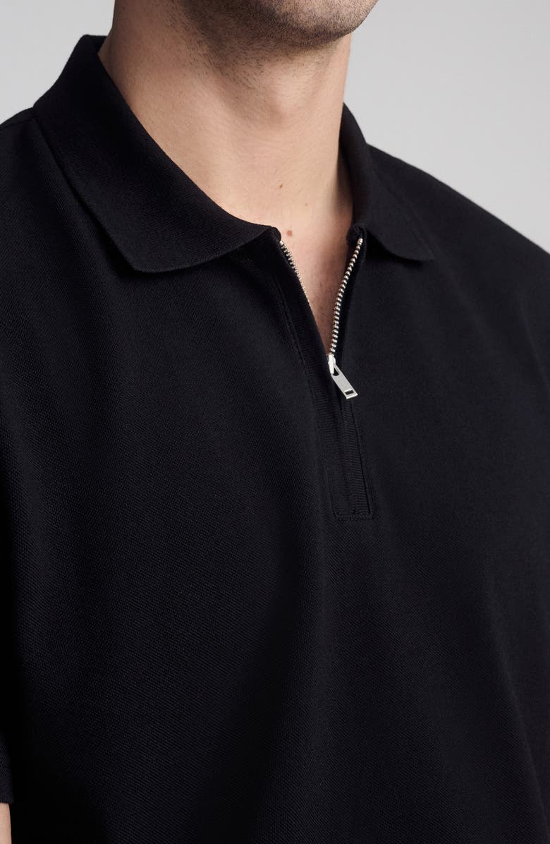 Mavi Jeans Quarter Zip Cotton Polo, Alternate, color, Black