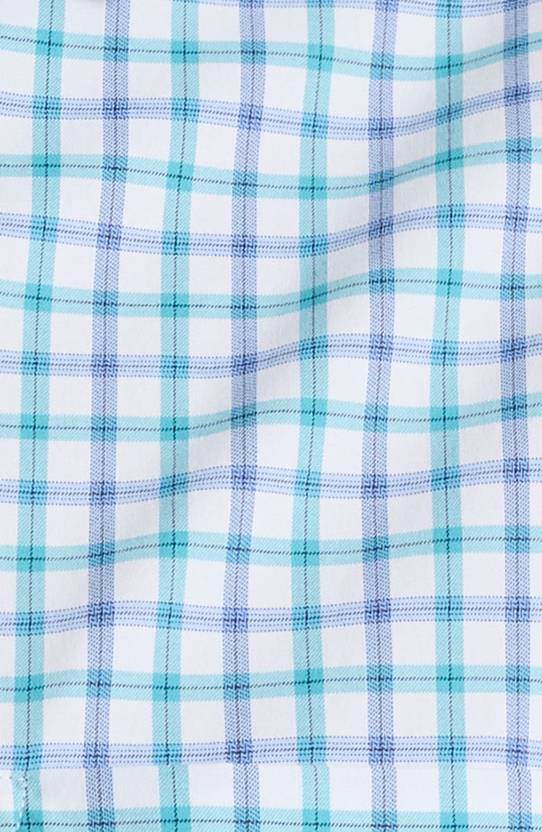UNTUCKit Roscoe Check Performance Button-Up Shirt, Alternate, color, Blue Teal White