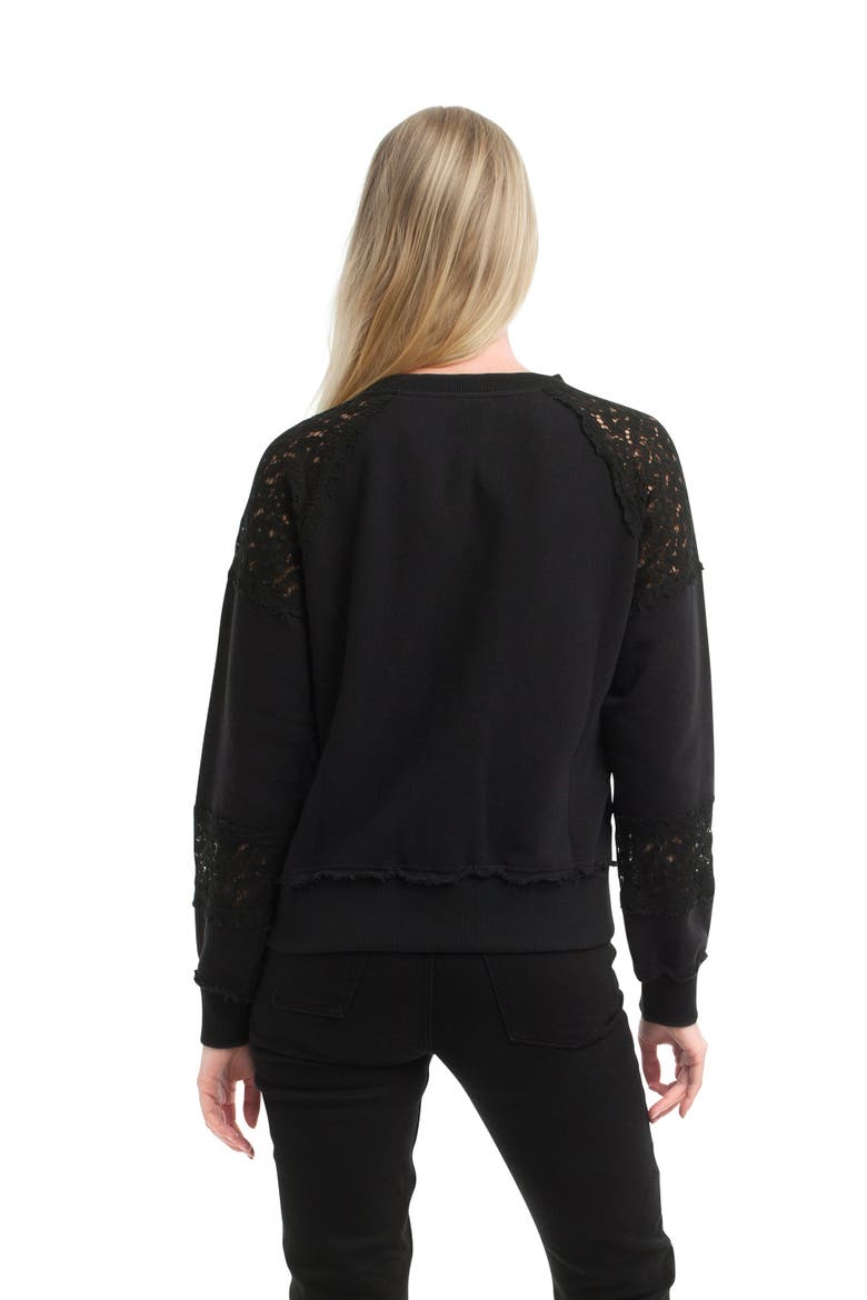 Sweatshirt with Lace Details, Alternate, color, Black