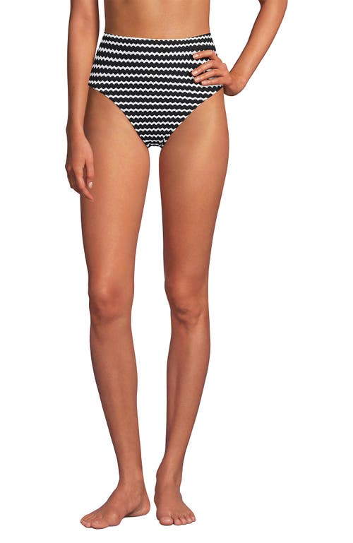 LANDS' END LANDS' END RIBBED SMOOTHING HIGH WAISTED BIKINI BOTTOMS 