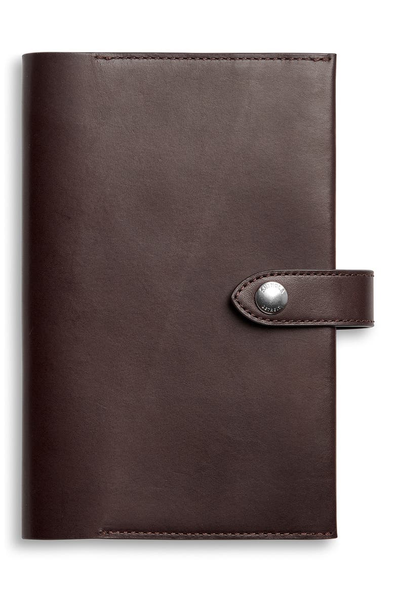 Snap Vachetta Leather Journal Cover, Main, color, DARK BROWN