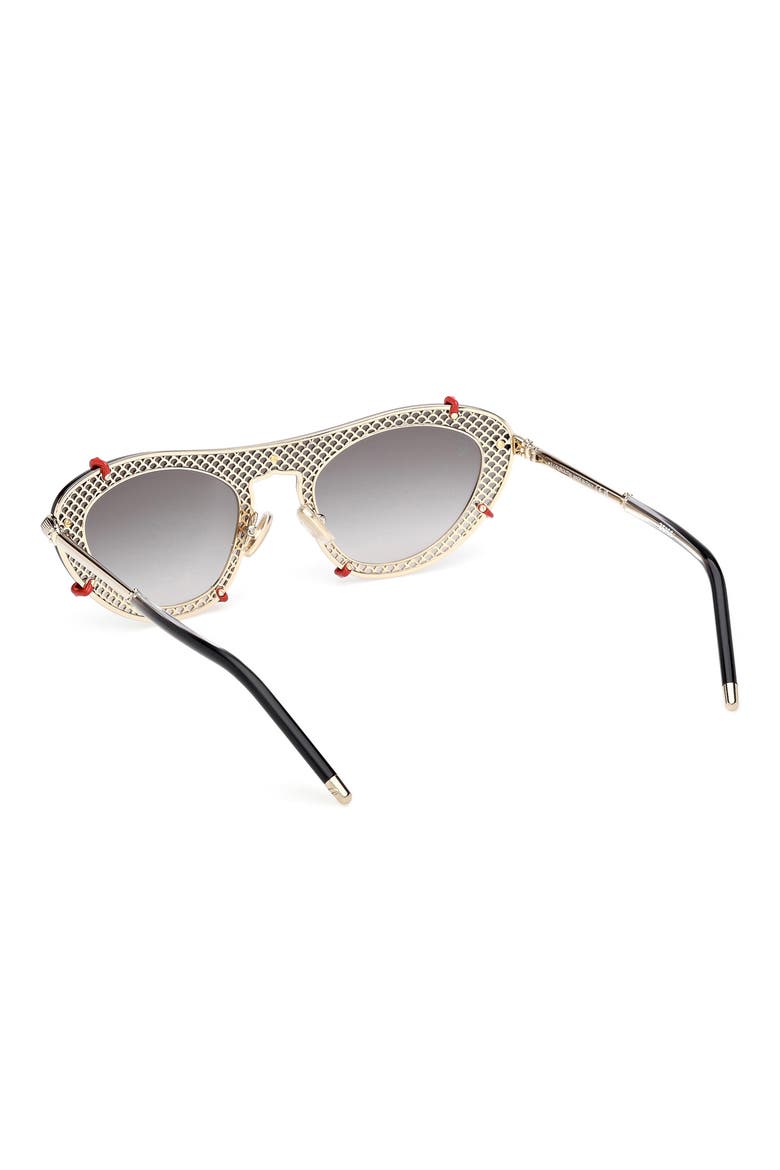 Oval Sunglasses, Alternate, color, SHINY PALE GOLD / ZEISS SMOKE GRADIENT LENS