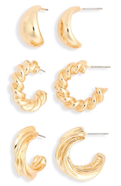 Set of 3 Twisted Hoop Earrings