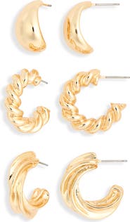 NORDSTROM RACK Set of 3 Twisted Hoop Earrings