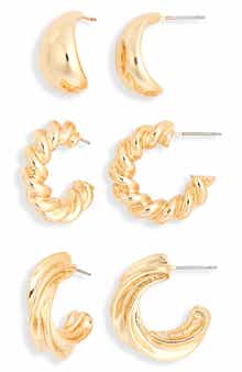 Set of 3 Twisted Hoop Earrings