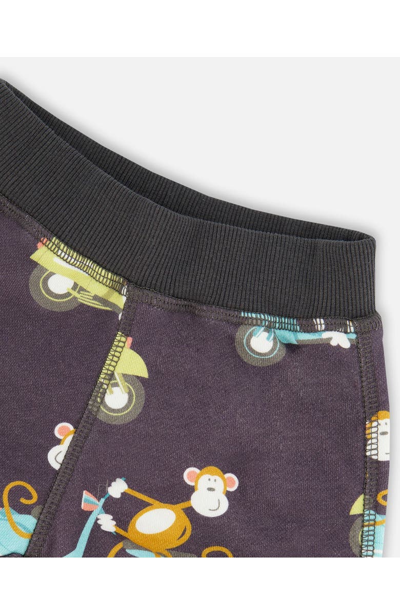 Deux par Deux Baby Boy's Two-Piece Top And Short Set Monkey On Navy And Turquoise Moped, Alternate, color, Monkey On Navy And Turquoise