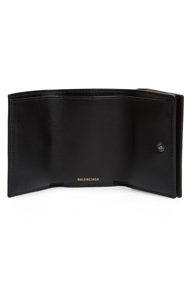 Ville Rainbow Stripe Leather Mini Trifold Wallet, Alternate, color, BLACK MULTI