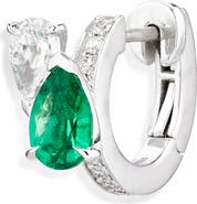REPOSSI Serti Sur Vide Diamond & Emerald Single Hoop Earring