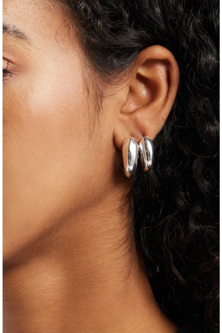 Set of 2 Tapered Hoop Earrings, Alternate, color, SILVER