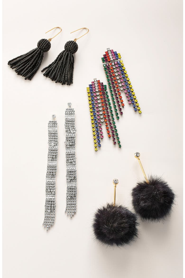 Bead Tassel Drop Earrings, Alternate, color, TRUE BLACK