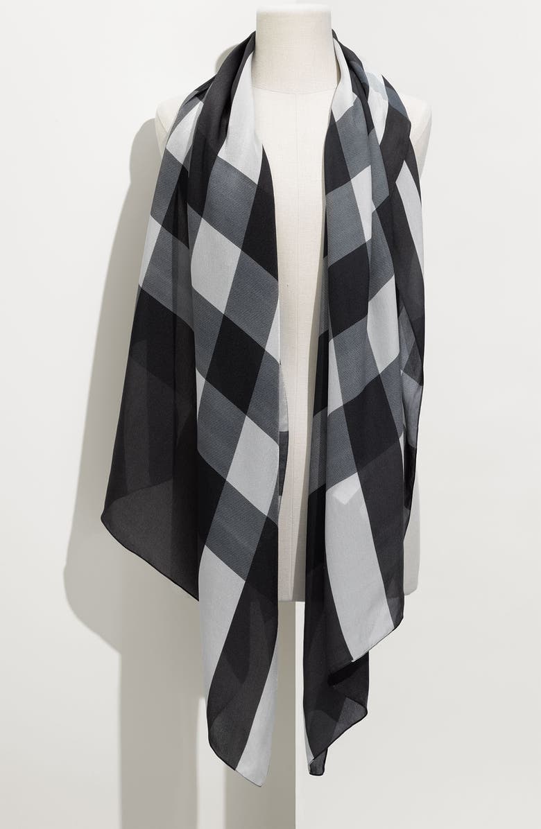 Burberry Check Print Silk Scarf, Main, color, 