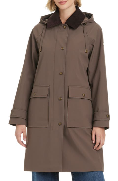 Contrast Collar Longline Raincoat