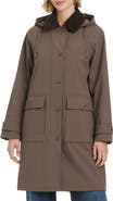 Vince Camuto Contrast Collar Longline Raincoat