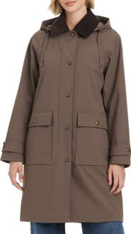 Vince Camuto Contrast Collar Longline Raincoat