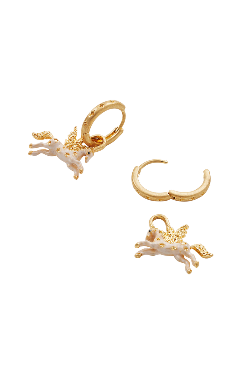 Pegasus Huggie Earrings, Alternate, color, Gold