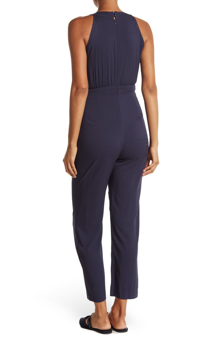 Sharagano Sleeveless Challis Jumpsuit, Alternate, color, 