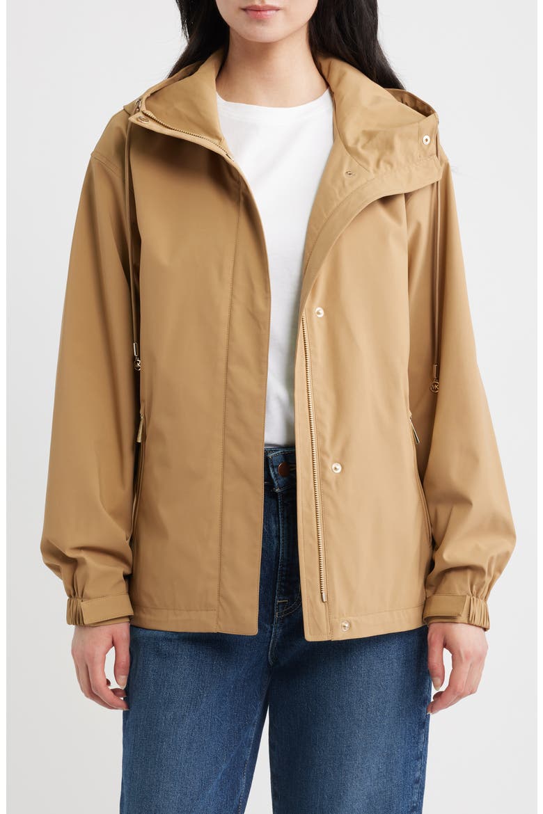 Water Resistant Hooded Jacket, Main, color, DARK CAMEL