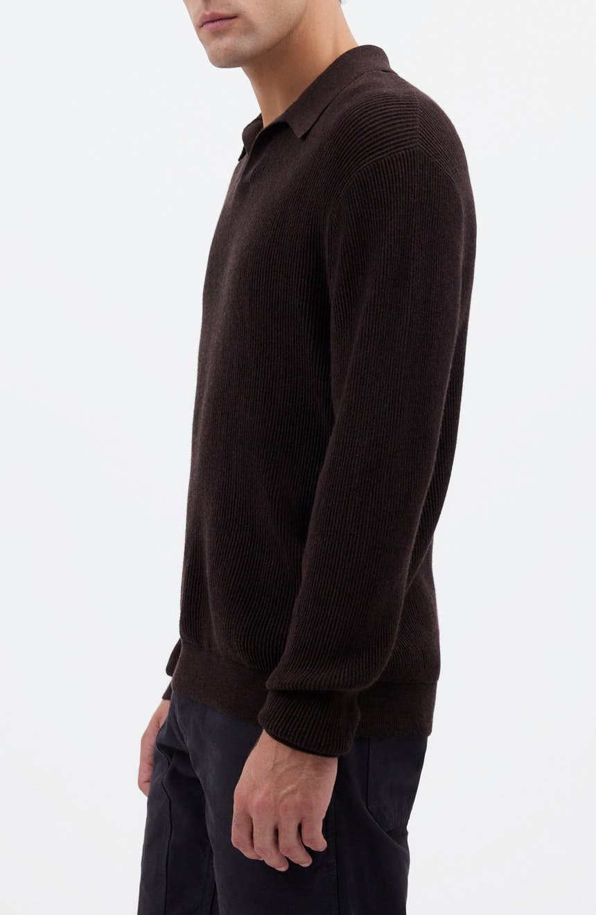 Johnny Collar Long Sleeve Merino Wool Sweater Polo