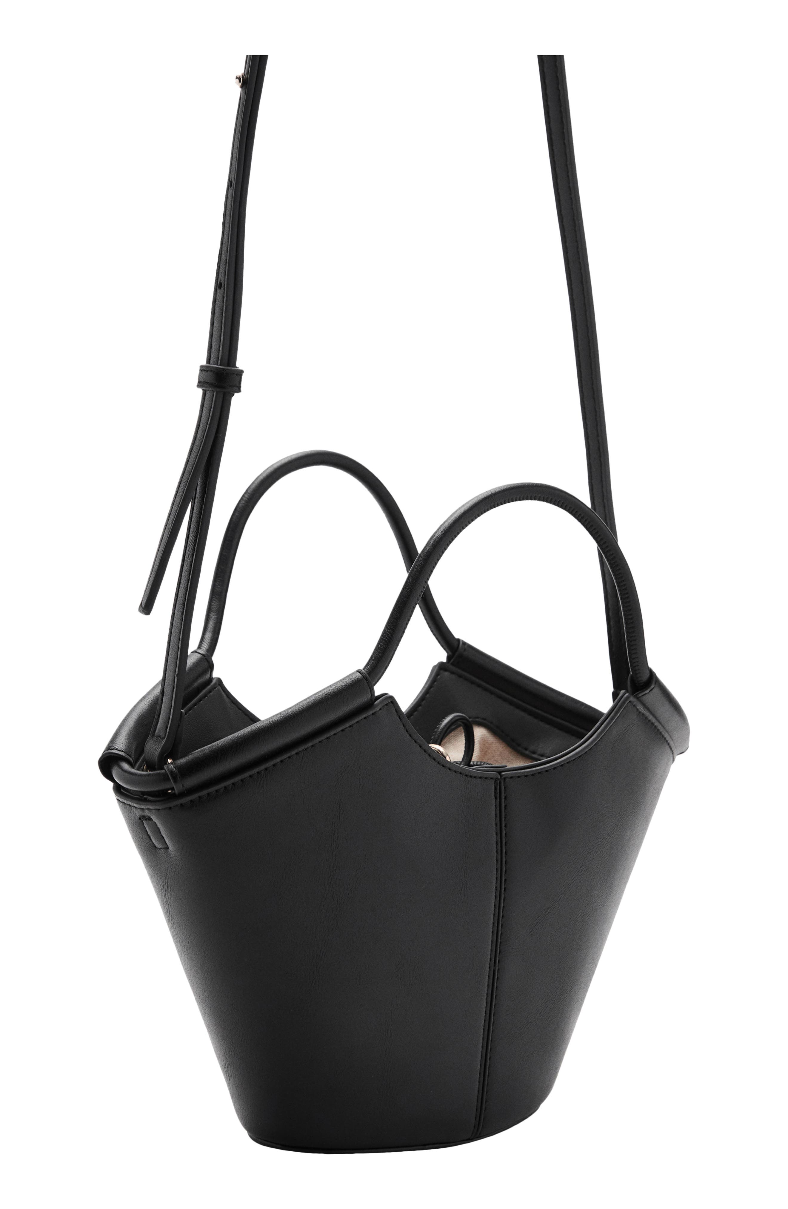 MANGO Mini Faux Leather Shopper Bag, Alternate, color, 