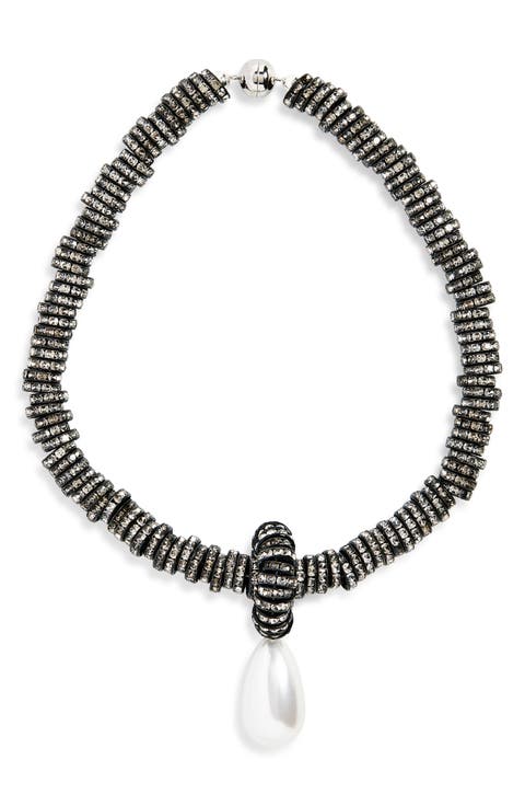 Faux Pearl Pendant Necklace