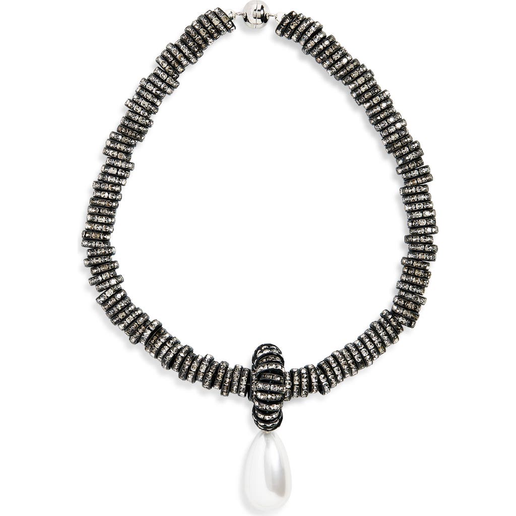 Julietta Faux Pearl Pendant Necklace In Black