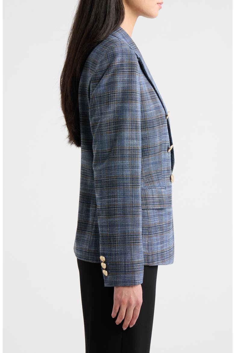 Plaid Double Breasted Jacket, Alternate, color, INDIGO LUGGAGE