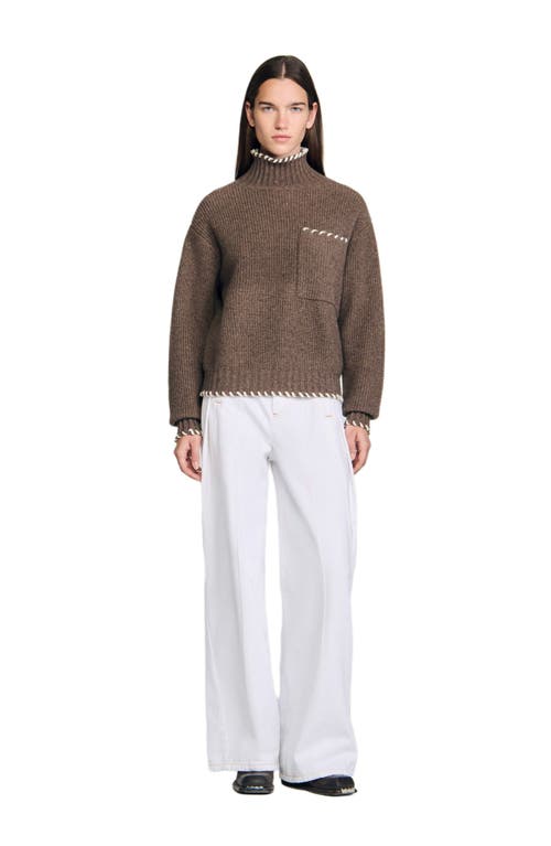 Sandro Oversized Turtleneck Sweater In Multi