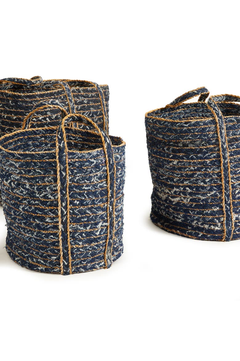 Denim Round Baskets Set of 3, Alternate, color, Blue