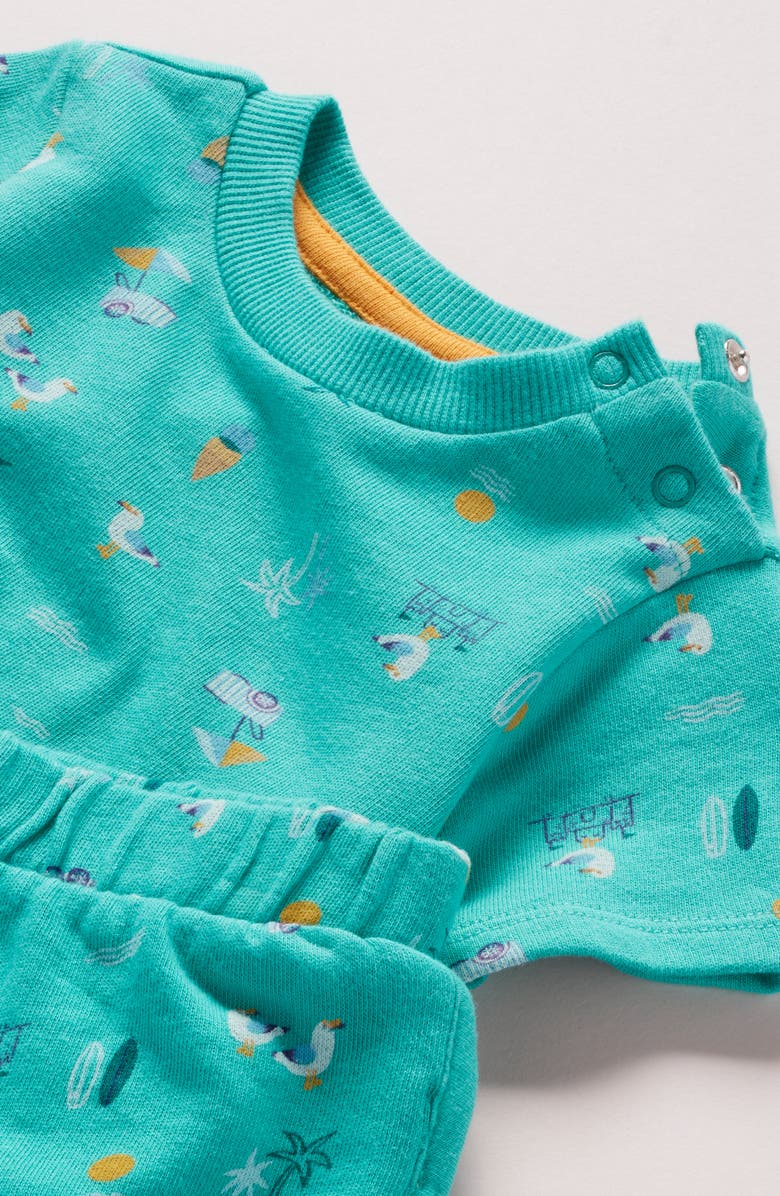 Tucker + Tate Print Cotton T-Shirt & Shorts Set, Alternate, color, Green Aquamarine Beach Scene