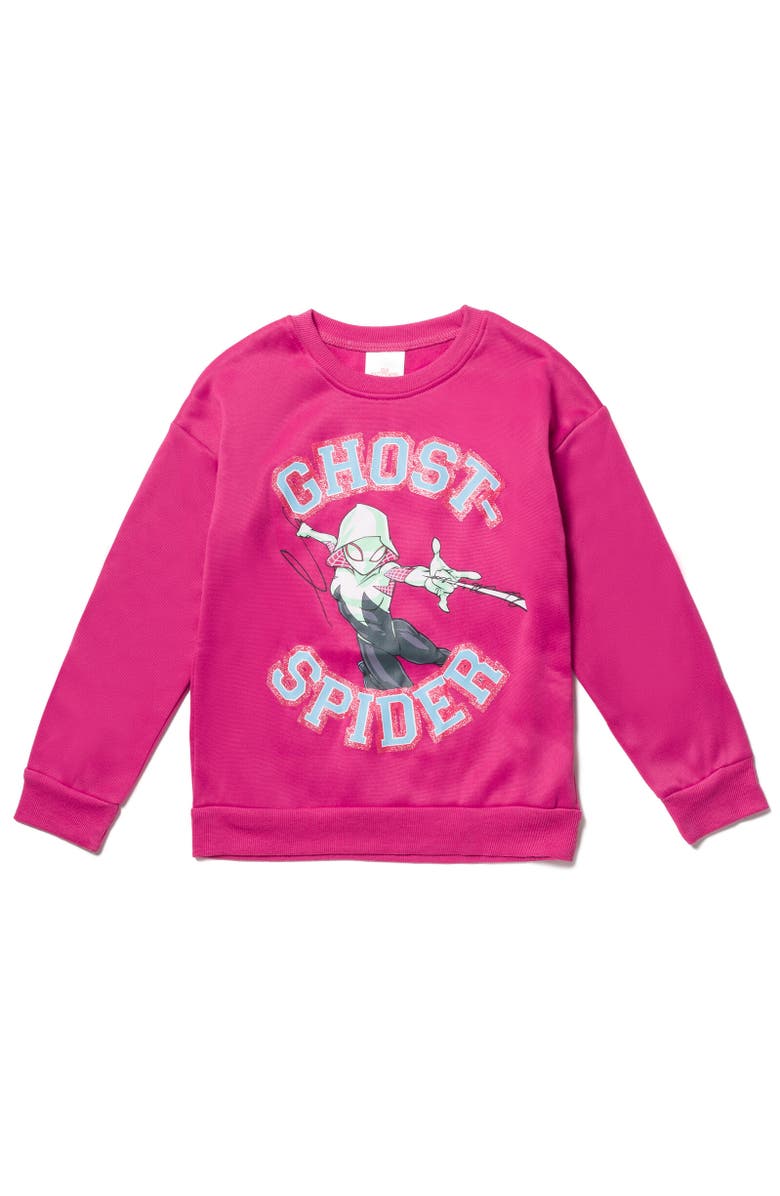 Marvel Spider-Gwen Spider-Man Fleece Sweatshirt & Pants Set, Alternate, color, Purple