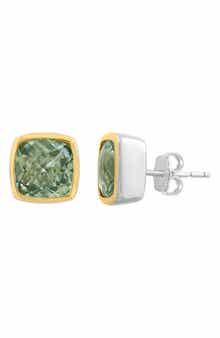 EFFY Cushion Cut Green Amethyst Stud Earrings